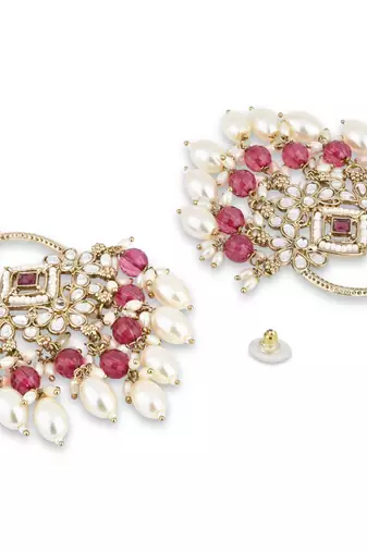 traditional kundan pearl chandbali dangle earrings 