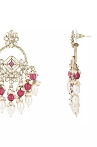 traditional kundan pearl chandbali dangle earrings 