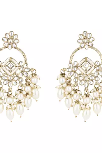 traditional kundan pearl chandbali dangle earrings 