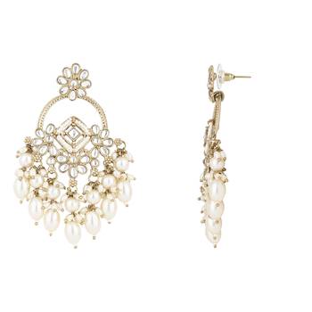 traditional kundan pearl chandbali dangle earrings  3