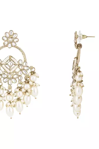 traditional kundan pearl chandbali dangle earrings 
