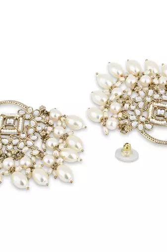 traditional kundan pearl chandbali dangle earrings 
