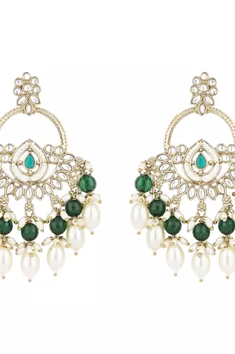 traditional kundan pearl chandbali dangle earrings 