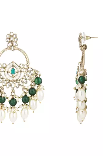 traditional kundan pearl chandbali dangle earrings 