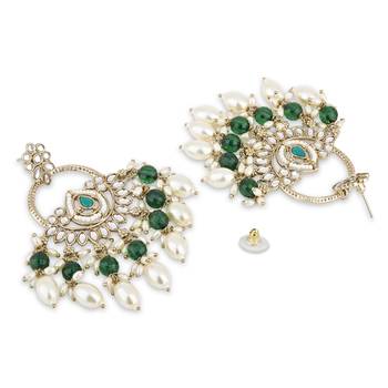traditional kundan pearl chandbali dangle earrings  4