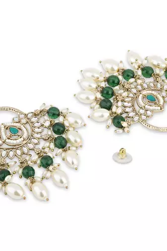 traditional kundan pearl chandbali dangle earrings 