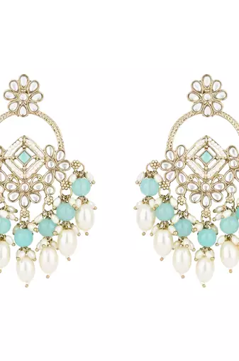 traditional kundan pearl chandbali dangle earrings 