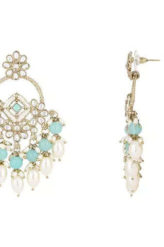 traditional kundan pearl chandbali dangle earrings 