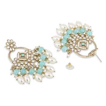 traditional kundan pearl chandbali dangle earrings  4