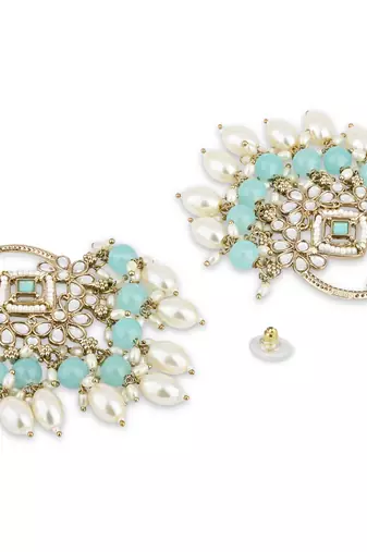 traditional kundan pearl chandbali dangle earrings 
