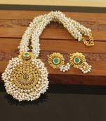 Designer gold plated pearl necklace set