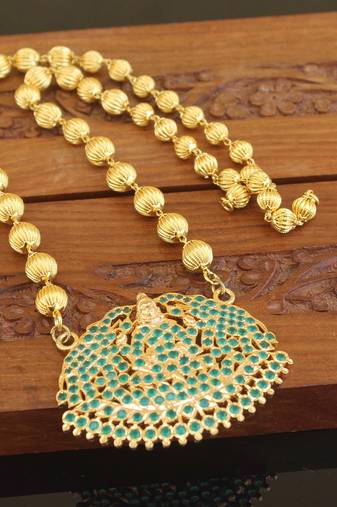Designer gold plated temple necklace