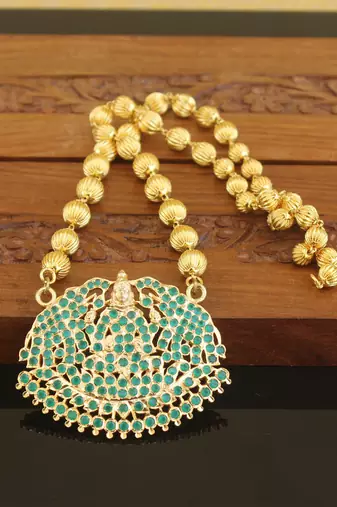 Designer gold plated temple necklace