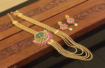Designer gold plated multy layer necklace set 3