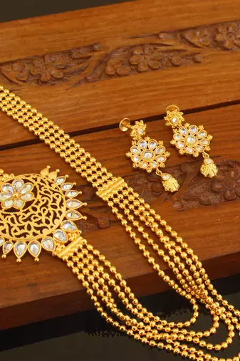 Designer gold plated multy layer necklace set