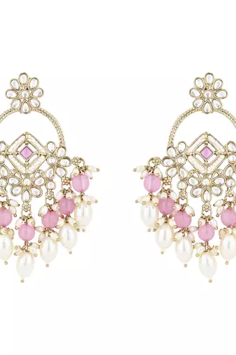 traditional kundan pearl chandbali dangle earrings 