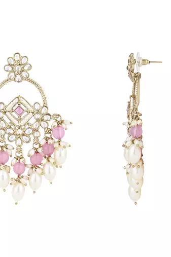 traditional kundan pearl chandbali dangle earrings 