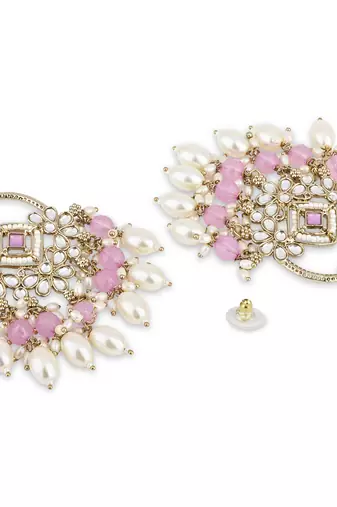 traditional kundan pearl chandbali dangle earrings 
