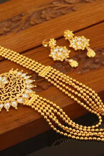 Designer gold plated multy layer necklace set