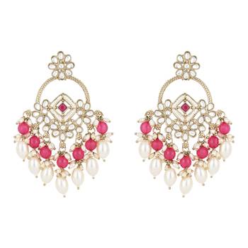traditional kundan pearl chandbali dangle earrings  2