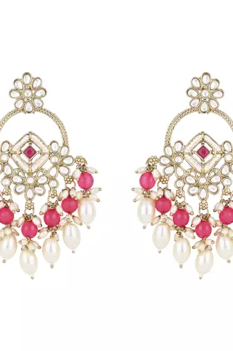 traditional kundan pearl chandbali dangle earrings 