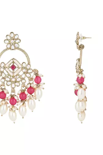 traditional kundan pearl chandbali dangle earrings 