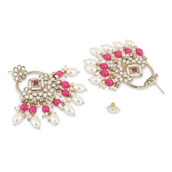 traditional kundan pearl chandbali dangle earrings  4