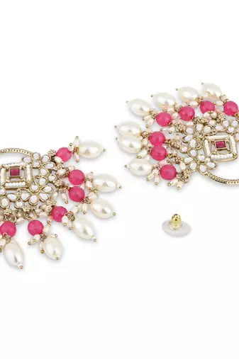 traditional kundan pearl chandbali dangle earrings 