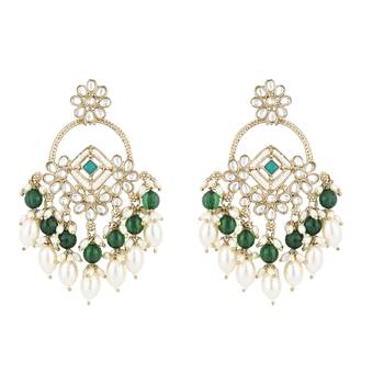 traditional kundan pearl chandbali dangle earrings  2
