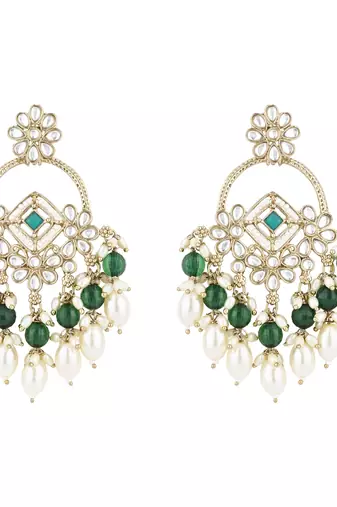traditional kundan pearl chandbali dangle earrings 