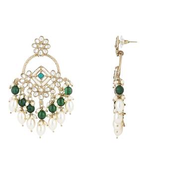 traditional kundan pearl chandbali dangle earrings  3