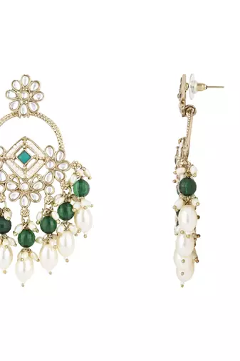 traditional kundan pearl chandbali dangle earrings 