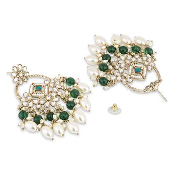 traditional kundan pearl chandbali dangle earrings  4