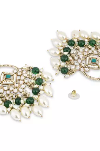 traditional kundan pearl chandbali dangle earrings 