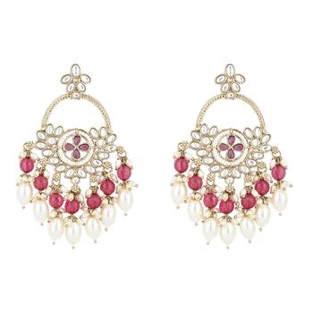 traditional kundan pearl chandbali dangle earrings  2