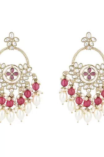 traditional kundan pearl chandbali dangle earrings 