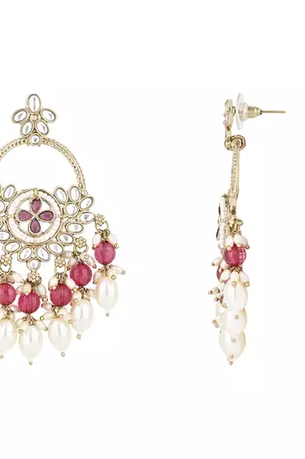 traditional kundan pearl chandbali dangle earrings 