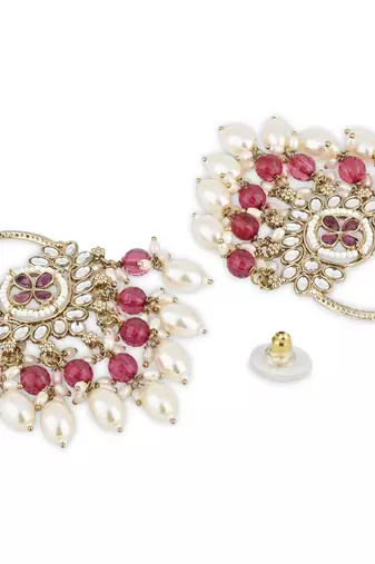 traditional kundan pearl chandbali dangle earrings 
