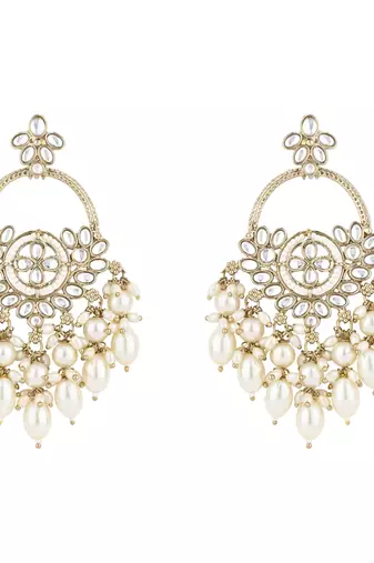 traditional kundan pearl chandbali dangle earrings 