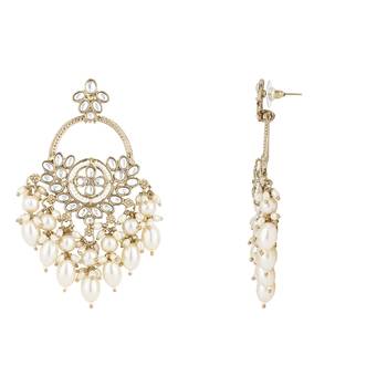 traditional kundan pearl chandbali dangle earrings  3