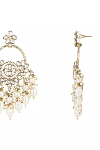 traditional kundan pearl chandbali dangle earrings 