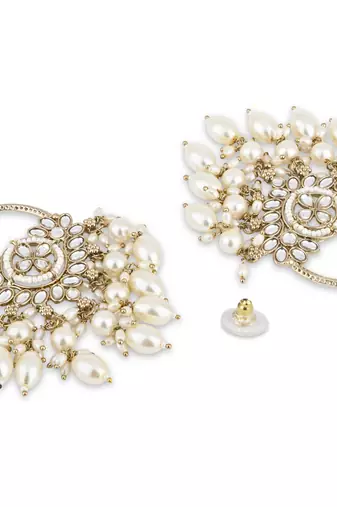 traditional kundan pearl chandbali dangle earrings 