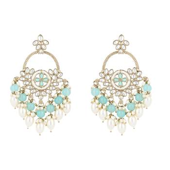 traditional kundan pearl chandbali dangle earrings  2