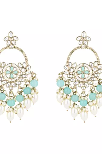 traditional kundan pearl chandbali dangle earrings 