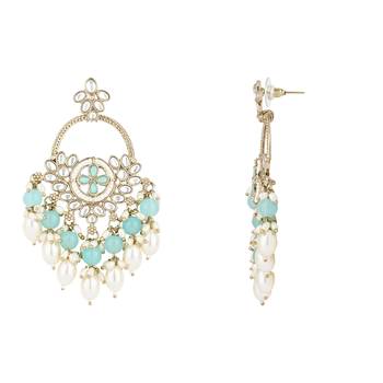 traditional kundan pearl chandbali dangle earrings  3
