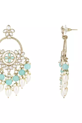 traditional kundan pearl chandbali dangle earrings 