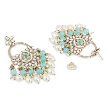 traditional kundan pearl chandbali dangle earrings  4