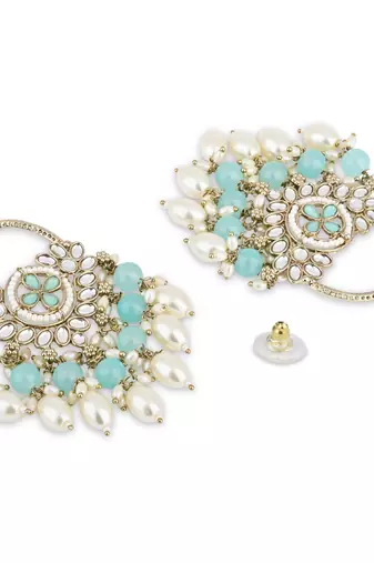 traditional kundan pearl chandbali dangle earrings 