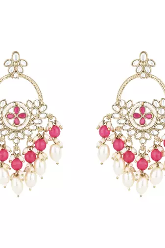 traditional kundan pearl chandbali dangle earrings 