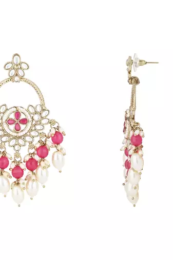 traditional kundan pearl chandbali dangle earrings 
